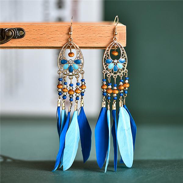 US$ 7.99 - Vintage Fashion Feather Earrings - www.narachic.com