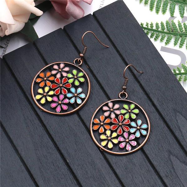 Fashion Round Cutout Flower Earrings