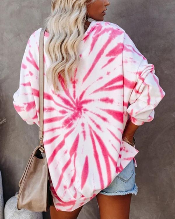 Women Tie Dye Print Long Sleeve Sweatshirt