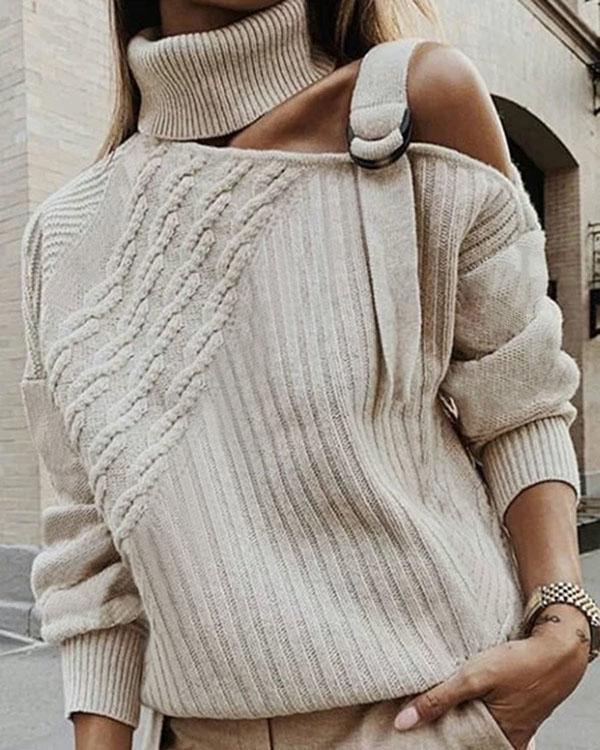 Plus Size Plain Long Sleeve Casual Sweater