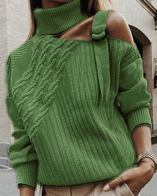 Plus Size Plain Long Sleeve Casual Sweater