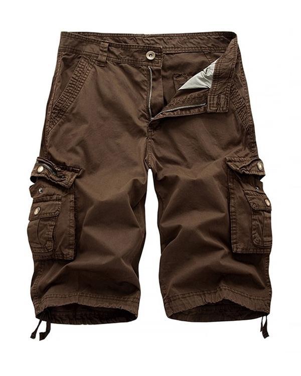 Men's Summer Cargo Solid Soft Multi-Pocket Shorts