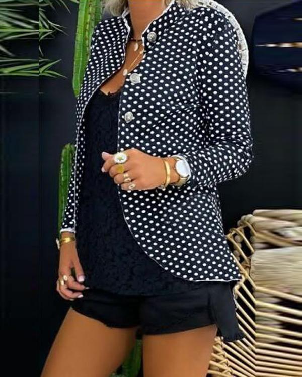 Fashion Band Collar Polka Dot Blazers Outwears