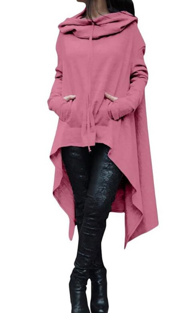 Solid Cotton Casual Long Sleeve Plus Size Hoody