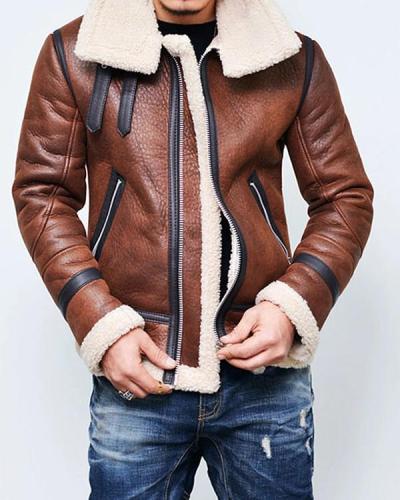 Fashion Trend Long Sleeve Warm Leather Jacket Outerwear