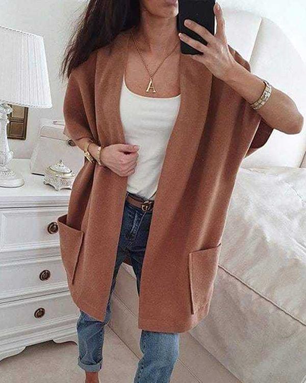 Women Sexy Woolen Unbuttoned Loose Cardigan