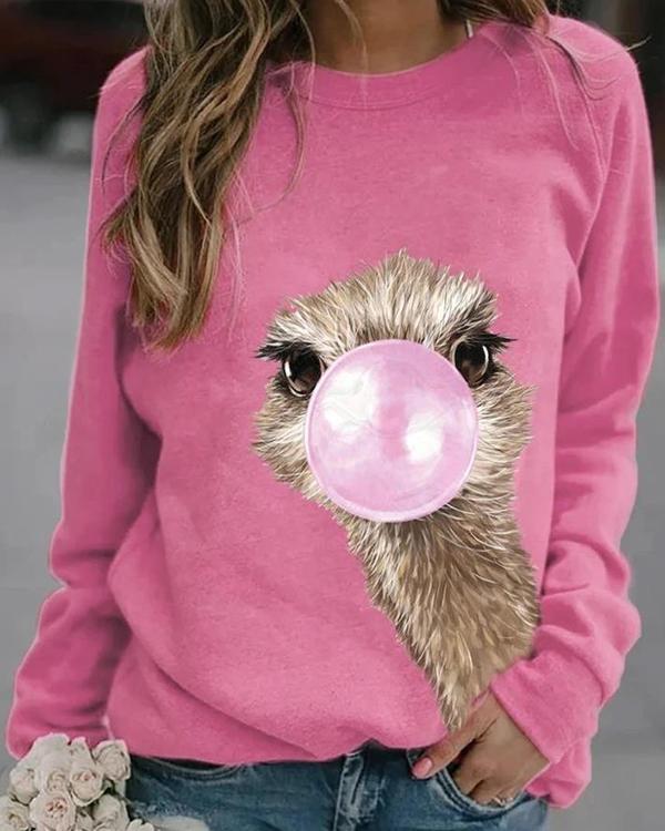 Animal Cute Round Neckline Sweatshirts