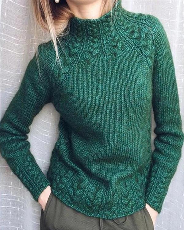 Turtleneck Solid Color Vintage Sweaters