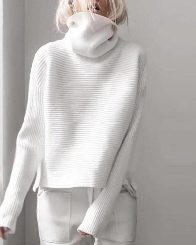 High Collar Open Long Sleeve Wild Sweater