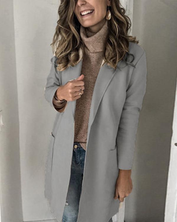 Shawl Collar Long Sleeve Pockets Coat