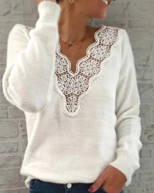 Casual Shift Floral Guipure Lace Blouse Tops