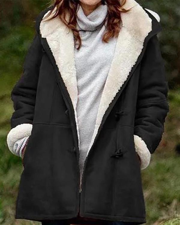 Women's Winter Button Hooded Plush Coats