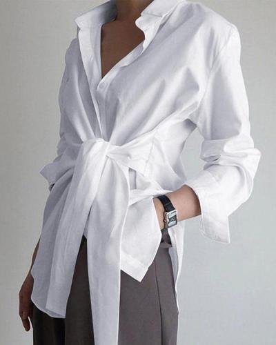 Long Sleeve Tie Front Shirt