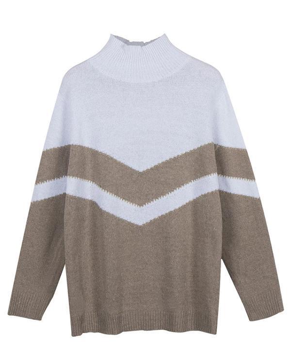 Casual Loose Contrast Pullover Sweater