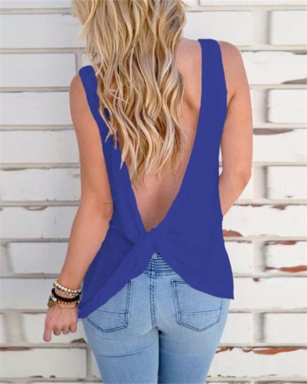 Solid Color Open Back Tank