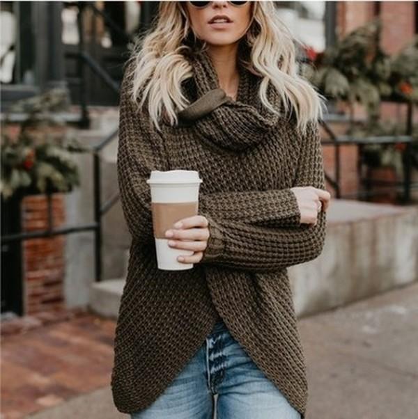 Women Fashion Long Sleeve Kintted Autumn Winter Sweater