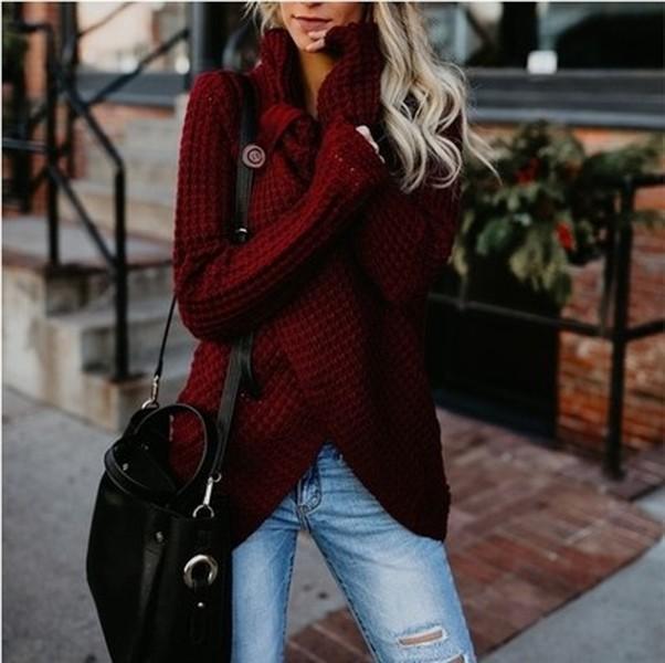 Women Fashion Long Sleeve Kintted Autumn Winter Sweater