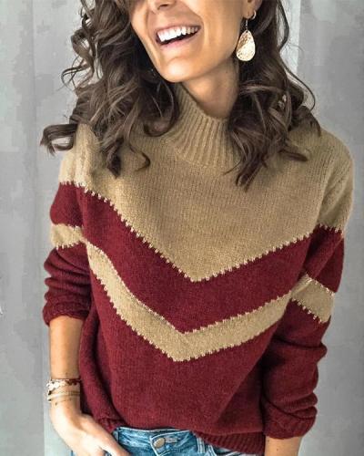 Casual Loose Contrast Pullover Sweater