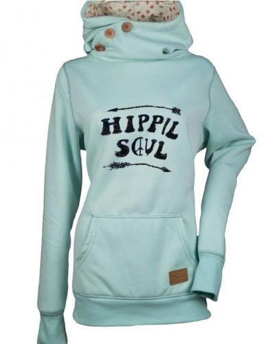 Hippie Soul Solid Women Pocket Hoodie Sweater Shirts & Tops