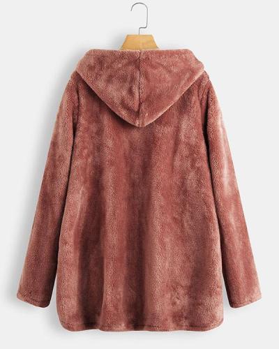 Fuzzy Winter  Hooded Coat Warm Coat