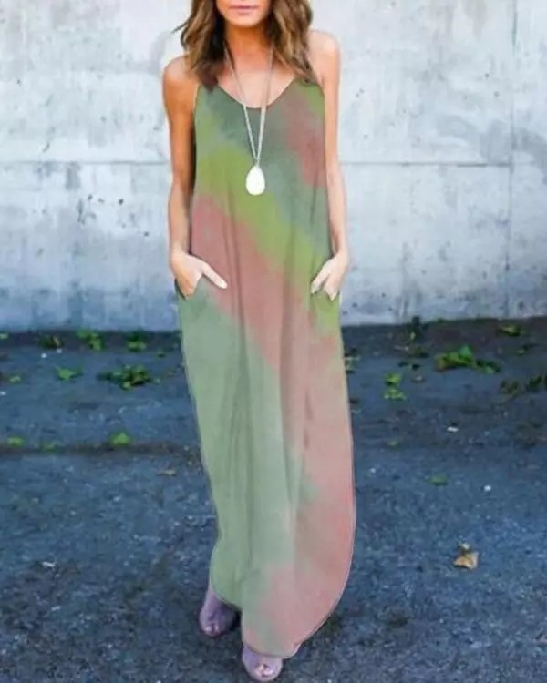 Tie-dye Maxi Dress With Pockets