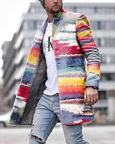 Fashion Business Rainbow Print Coat