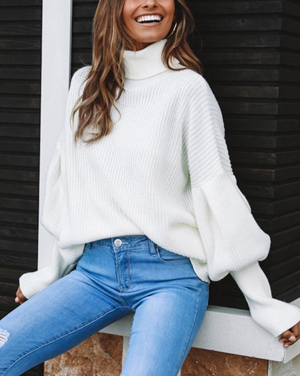 Women Winter Autumn Casual Solid Color Sweaters