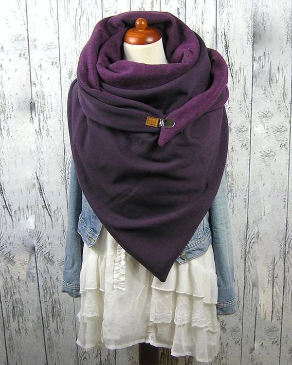 Women Solid Color Scarf Shawl Wrap Multi-purpose Neck Wrap Scarf