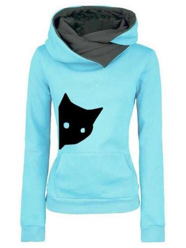 Women Long Sleeve Animal Cat Casual Plus Size Sweatshirts