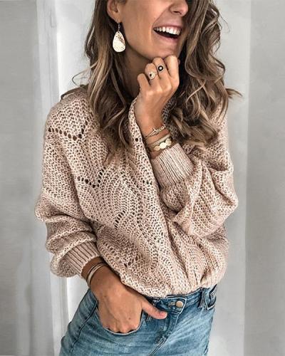 Women Casual Sexy Solid Color Sweater
