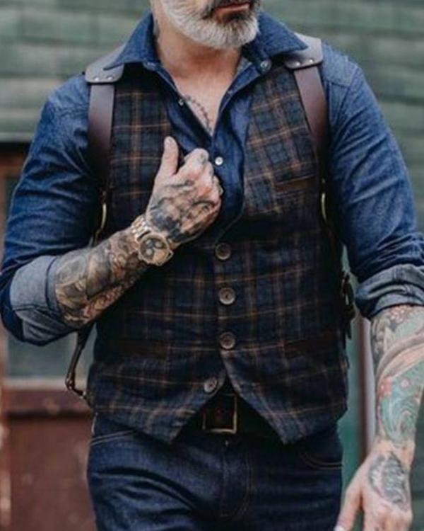 Casual Classic Plaid Men's Vest