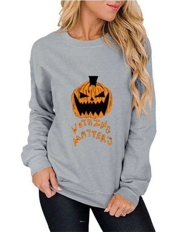 Pumpkin Print Graphic Sweatshirt