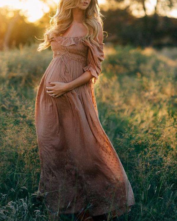 Maternity Strapless Shoulder Photoshoot Dress