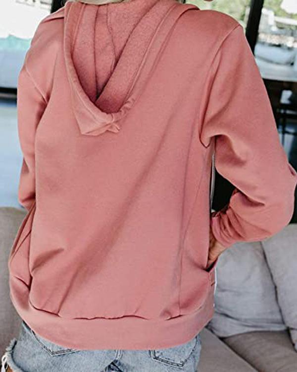 Women Hooded Zipper Casual Outerwear