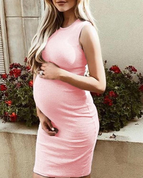 Maternity Casual Sundress Bodycon Sleeveless Dress