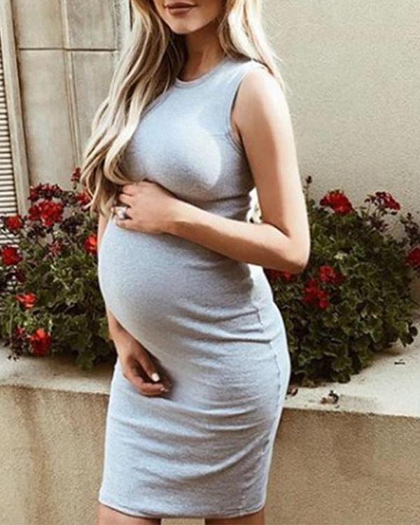 Maternity Casual Sundress Bodycon Sleeveless Dress