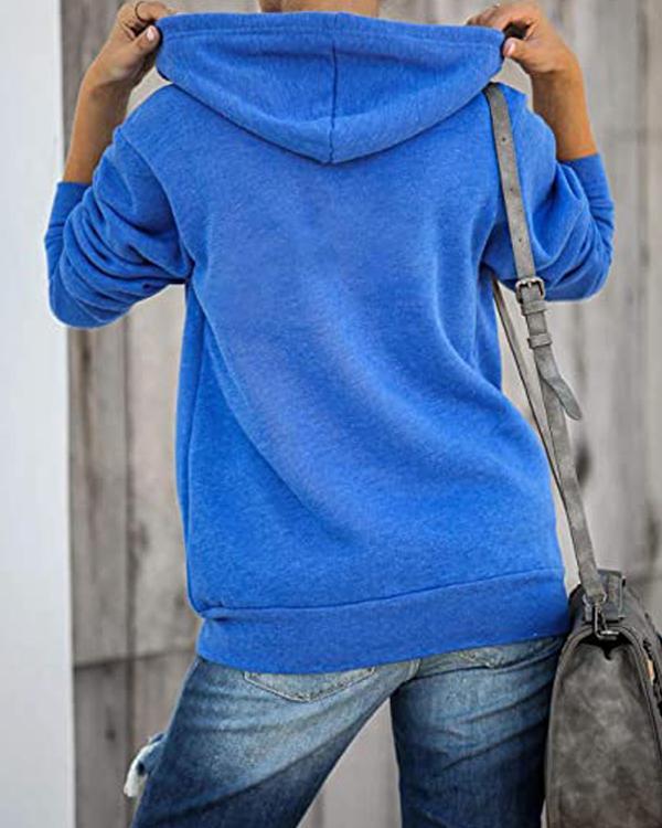 Women Hooded Zipper Casual Outerwear