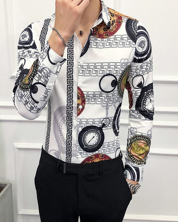 Men's Printed Long Sleeve Shirt