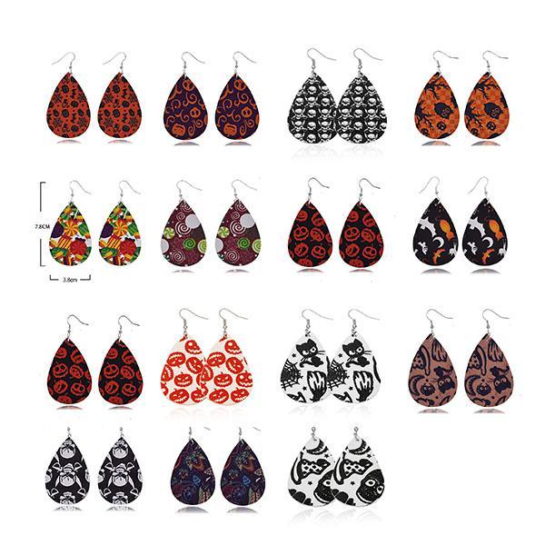 Halloween Graphic Print Fashion PU Leather Earrings