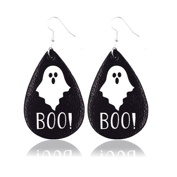 Halloween Graphic Print Fashion PU Leather Earrings