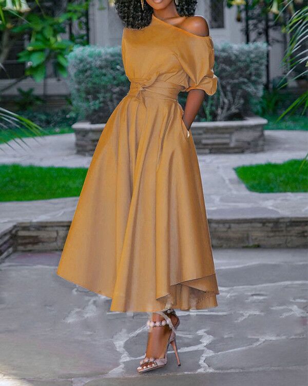 US$ 45.69 - Asymmetric A-line Elegant Maxi Dress - www.narachic.com