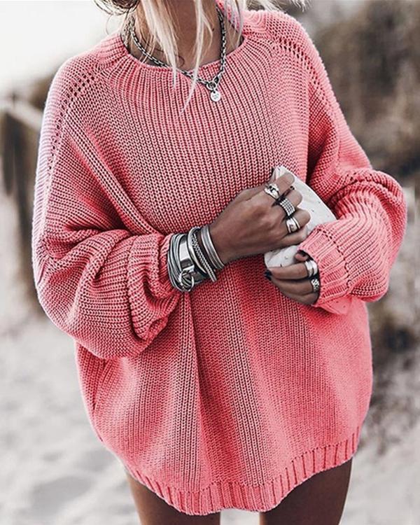 Cotton Blend Oversized Pullover Sweaters(4 Colors)