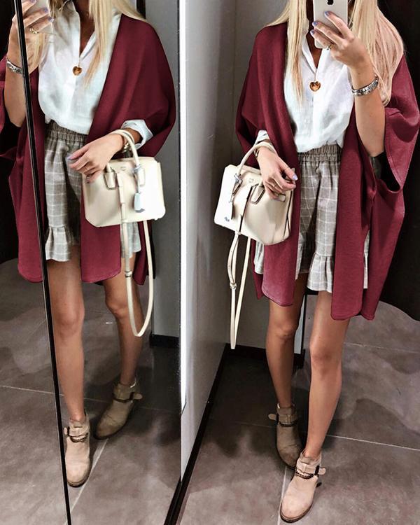 Fashion Solid Color Shawl Coat Cardigan