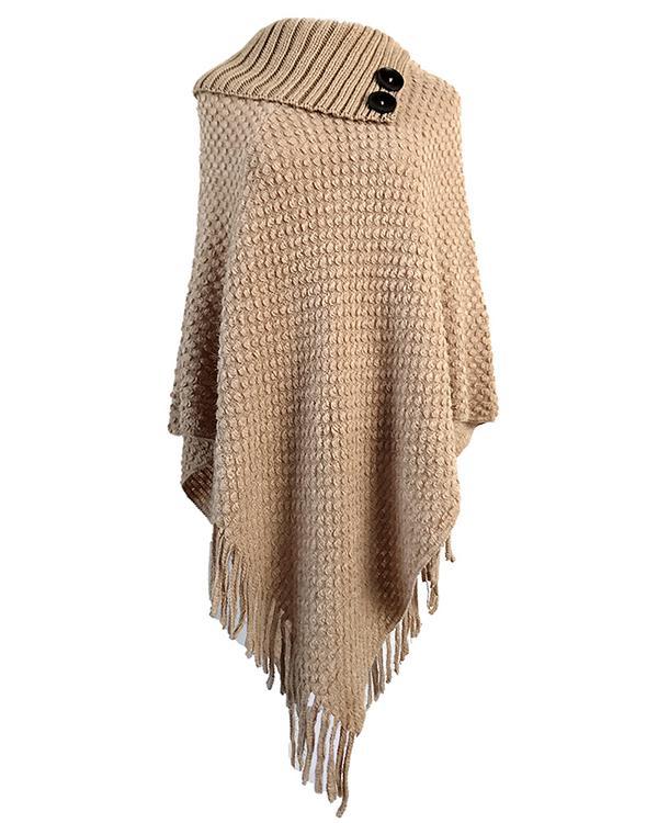 Womens Sweater Knit Tassel Crochet Sweaters Pullover Cape Shawl Wrap