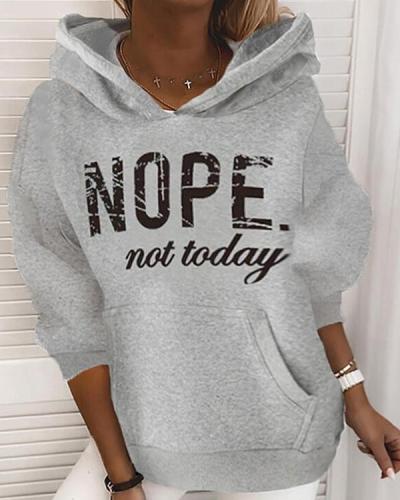 NOPE Letter Print Long Sleeves Hoodie