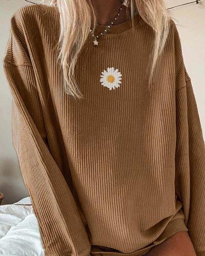 Casual Floral Printed Long-Sleeved Sweatershirt