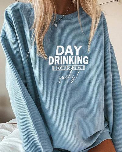 Casual Letter Printed Long-Sleeved  Crew Neck Sweatershirt