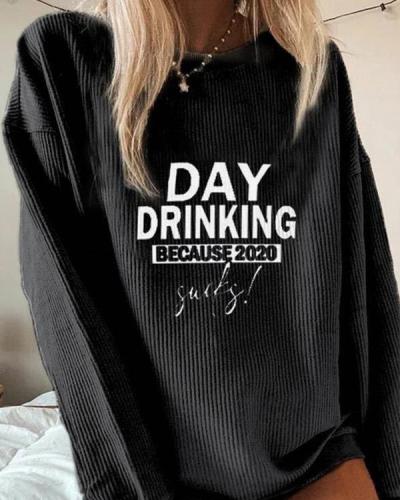 Casual Letter Printed Long-Sleeved  Crew Neck Sweatershirt