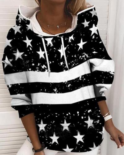 Star Printed Casual Cotton-Blend Sweatshirt