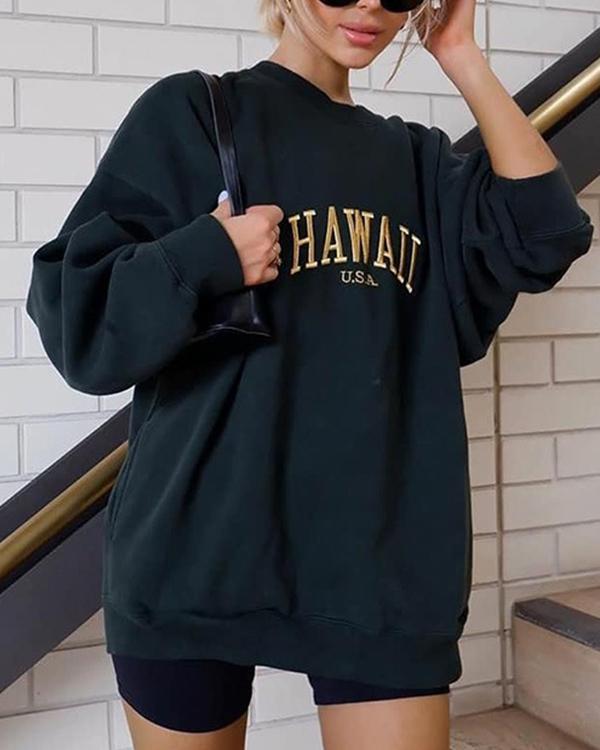 Women's Fashion Sweatshirt Letter Print Oversize Pullover